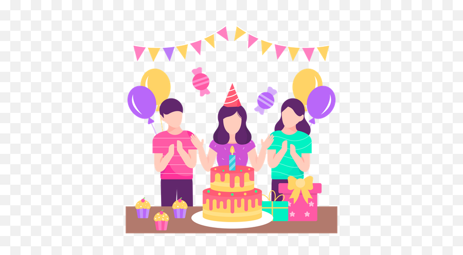 Premium Birthday Girl 3d Illustration Download In Png Obj Emoji,Celebrate Birtgday Emoji