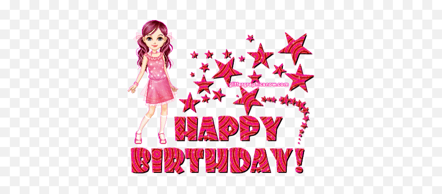 Happy Birthday Chica Vestido Rosa Animated Birthday Cards - For Women Emoji,Emoticon Bergerak Untuk Bbm Android