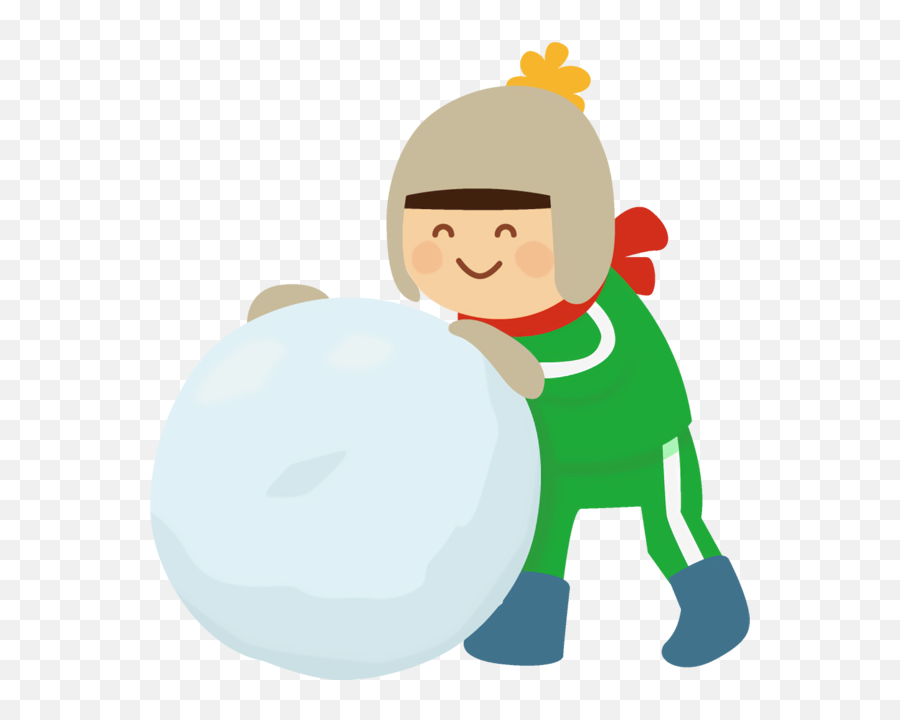 Rolling A Big Snowball For New Year - Boy Rolling A Snowball Cartoon Emoji,Animated Snowball Fight Emoticon