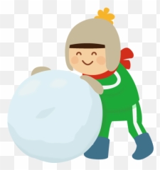 Rolling A Big Snowball For New Year - Boy Rolling A Snowball Cartoon Emoji,Animated Snowball Fight Emoticon