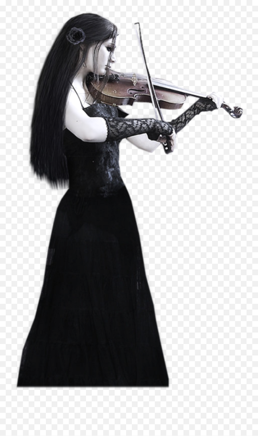 Violin Girl Woman Halloween Sticker - Baroque Violin Emoji,Fiddle Emoji Image No Background Black And White