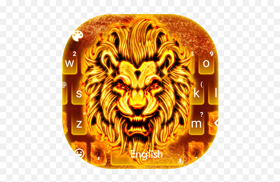 Flaming Fire Lion Keyboard Theme - East African Lion Emoji,Lion Emoji Copy And Paste