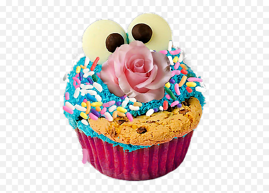 Birthday Cupcake Cookie Monster Sticker By Violet - Baking Cup Emoji,Is There A Cupcake Emoji
