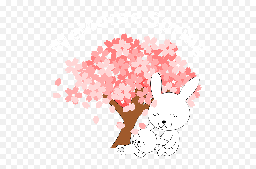 Welcome Spring Easter Bunny Mother And Child Mothers Day Emoji,Easter Bunny Emoticon For Facebook