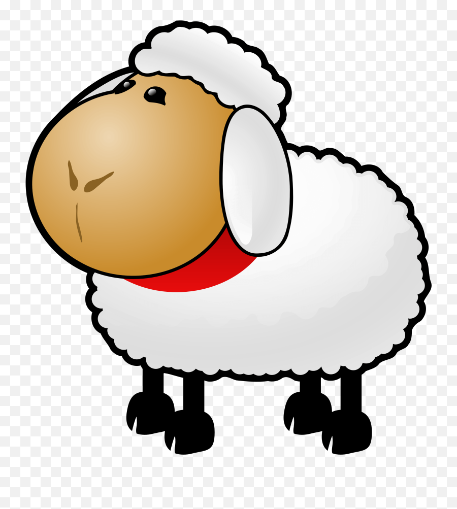 White Sheep With Red Ribbon Throat Clipart Free Download - Sheep Clipart Emoji,Red Stapler Emoji