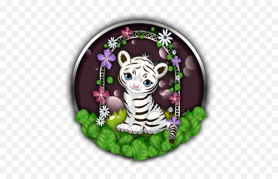 Cute White Tiger 2d Theme - Tigre Blanc Emoji,Tiger Emoji Android
