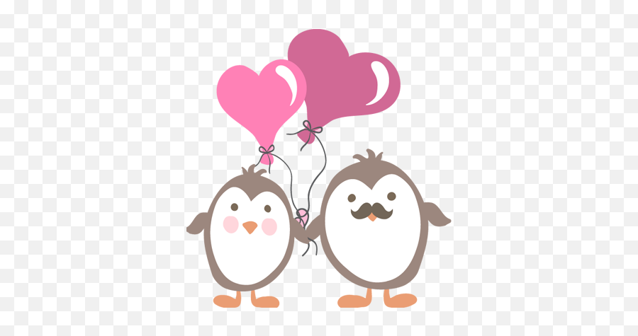 Penguins With Love Balloons Kids Sticker - Pinguinos De Amor Png Emoji,Emoji Wallpaper For Bedroom