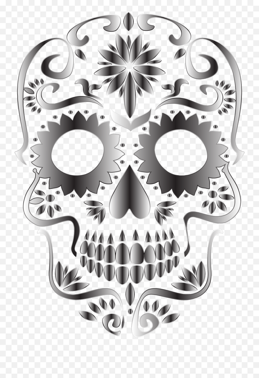 Free Skull Silhouette Clip Art - White Sugar Skull Transparent Background Emoji,Sugar Skull Emoji