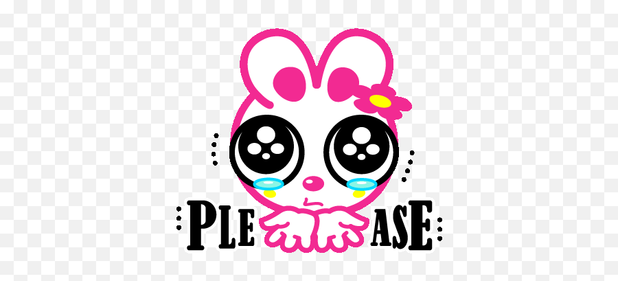 Rabbit Positive Sticker - Rabbit Positive Teary Eyes Dot Emoji,Begging Emoticon