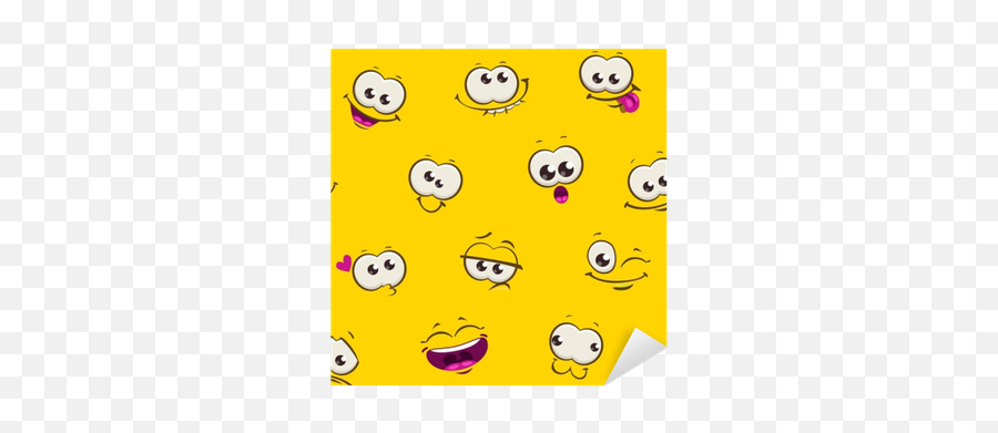 Cute Comic Seamless Pattern With Funny Faces Sticker U2022 Pixers - We Live To Change Papeis De Parede Amarelo Emoji,Japanese Emoticon Funny Face