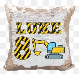 Handmade Personalized Birthday Construction Reversible Sequin Pillow Case - Personalized Sequin Pillows Emoji,Throw Confetti Emoticon
