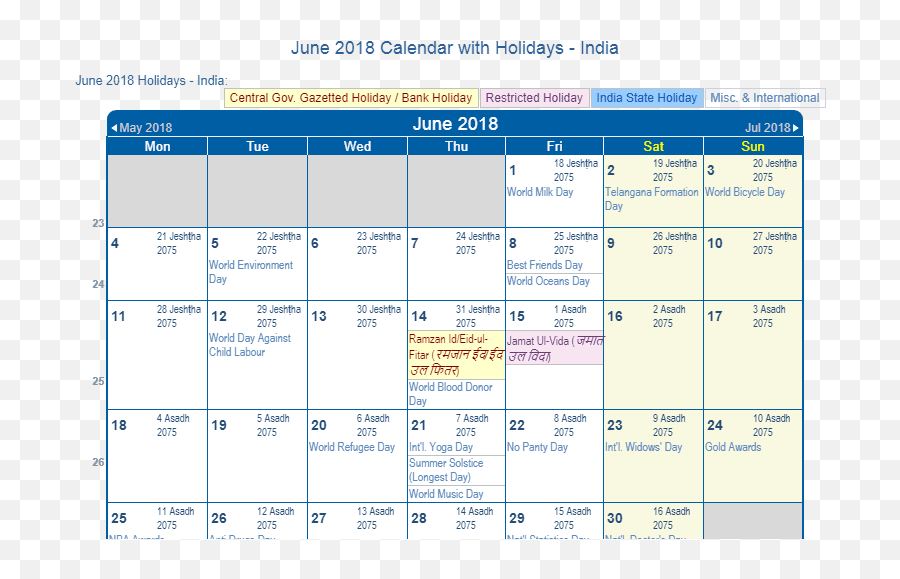 June 2018 Calendar With Holidays - India Holiday Calendar June 2019 Emoji,June 14th Flag Day Emojis