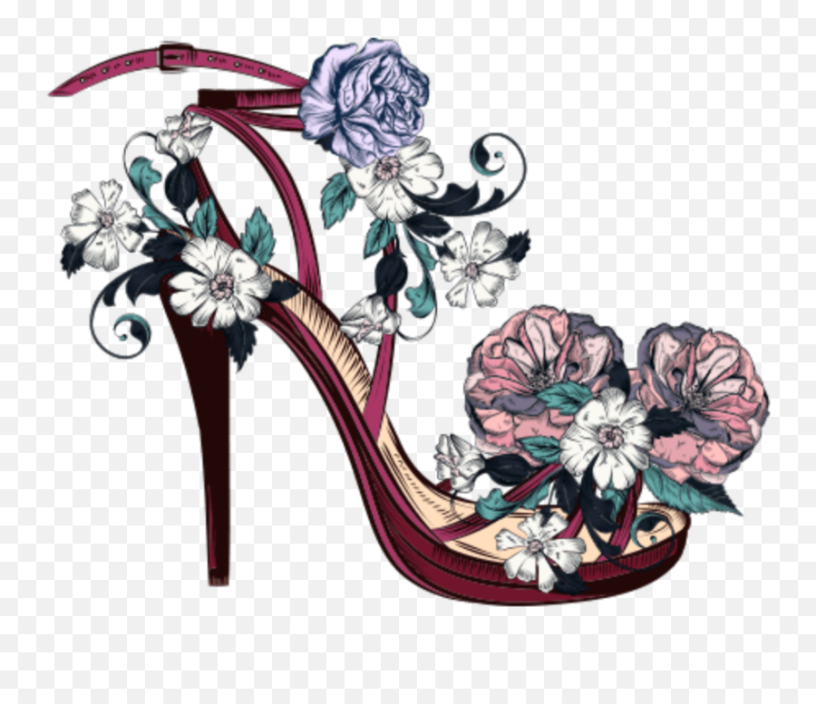 Heels Highheel Ladies Shoe Flower Sticker By Amanda - Drawings Of High Heeled Shoes Emoji,High Heel Emoji