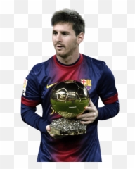 Messi Png Fifa Ballon Dor Trophy - Messi With Ballon Dor Png Emoji,Man Football Trophy Emoji