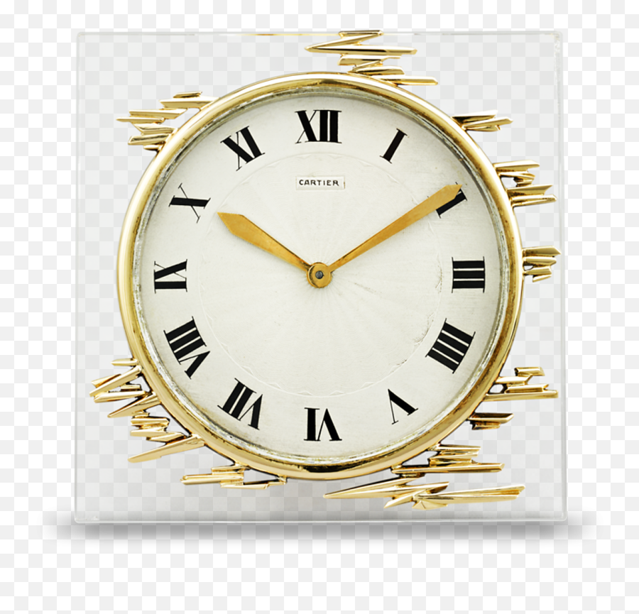 Gold And Crystal Cartier Desk Clock - Old Watch Emoji,Clock Spaceship Clock Emoji