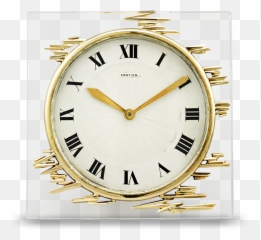 Gold And Crystal Cartier Desk Clock - Old Watch Emoji,Clock Spaceship Clock Emoji