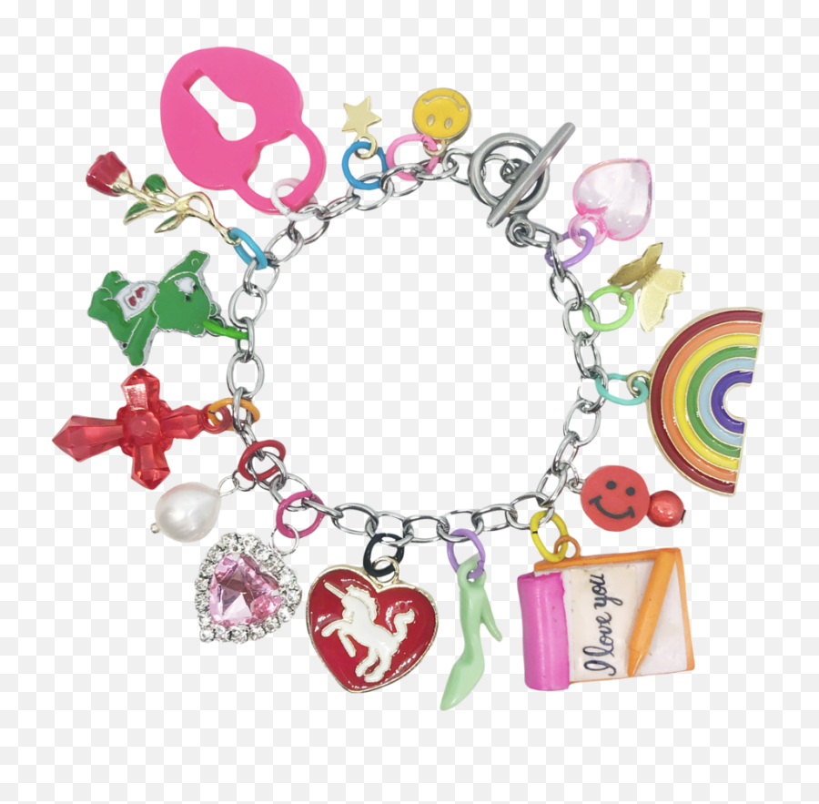 Unicorn Princess Charm Bracelet - Girly Emoji,Hobi Keychain Rainbow Emoticon