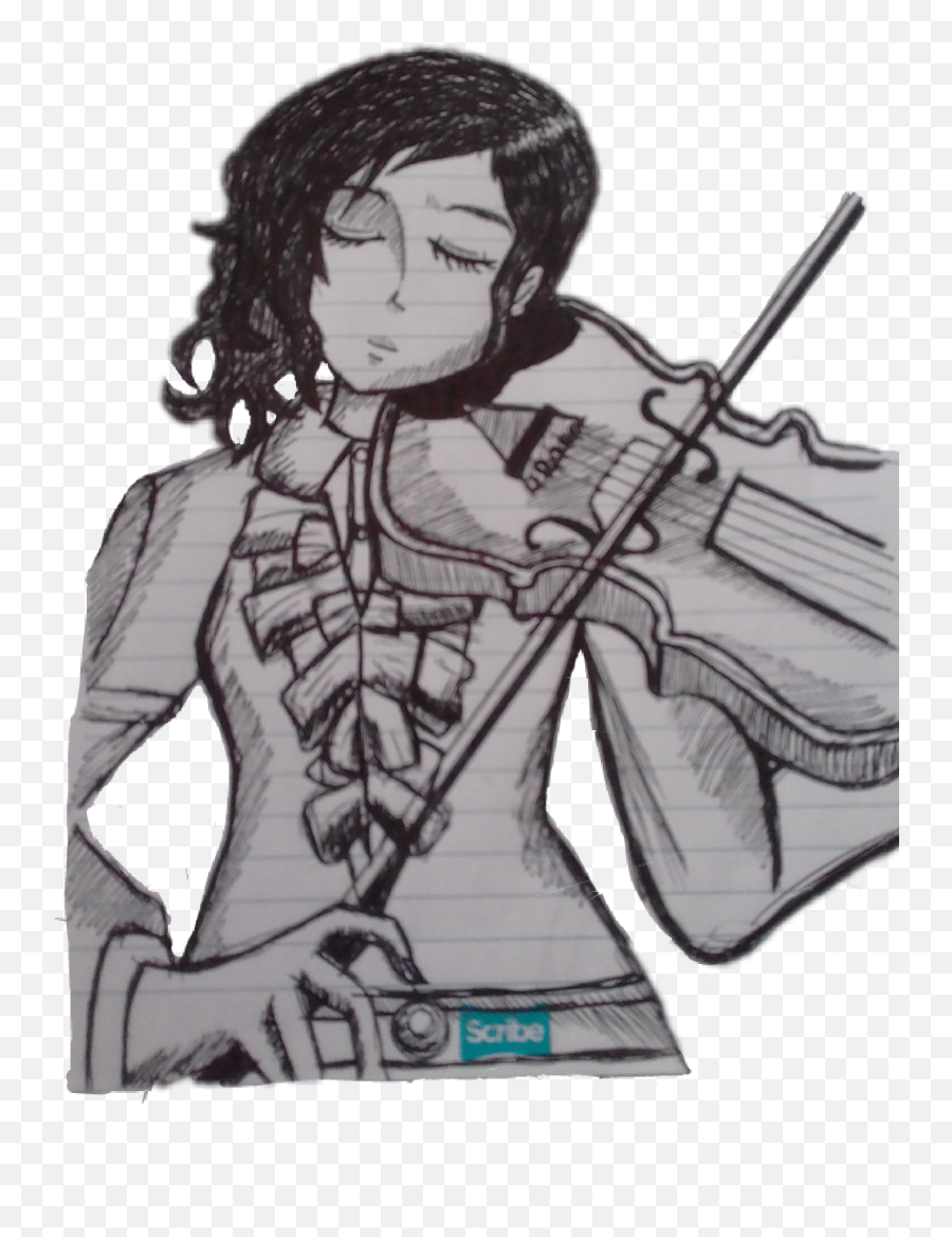 Violinist Draw Blackandwhite Music - Violin Emoji,Fiddle Emoji Image No Background Black And White