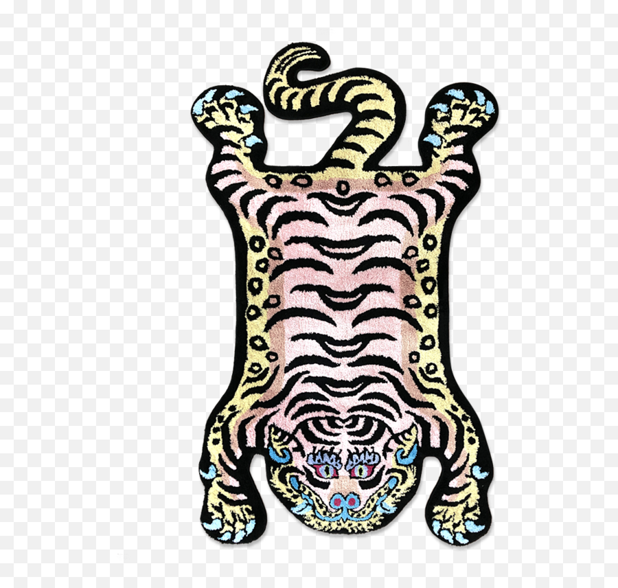 Mascot Tiger Pink - Raw Emotions Tibetan Tiger Rug Emoji,Mascot Mariah Emotions