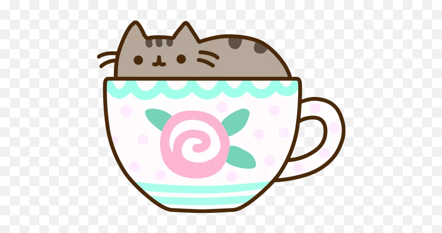 Download Cup Kitten Pusheen Line Cat Hd Image Free Png Hq - Would Sleep On A Marshmallow Emoji,Pusheen Emotions