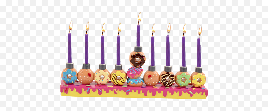 Cupcakes Menorah Hand Painted Resin Hanukkah Menorahs Emoji,Hannakah Emoji