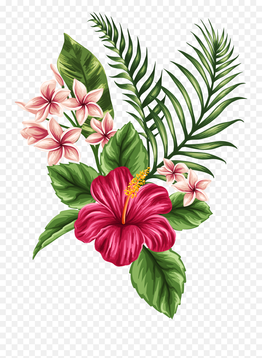 Svg Transparent Tropical Watercolor - Hawaiian Flowers Illustration Emoji,Tropical Flower Emoji