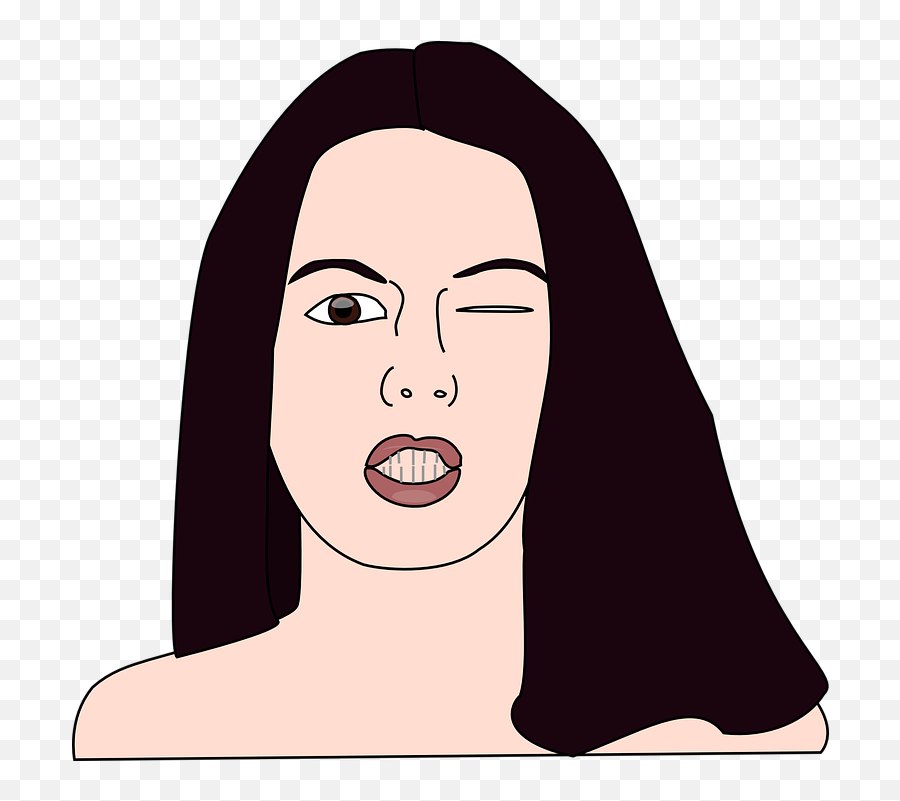 Wink Clip Art - Clipartandscrap No Mouth Girl Cartoon Emoji,Winking Emoji Vector