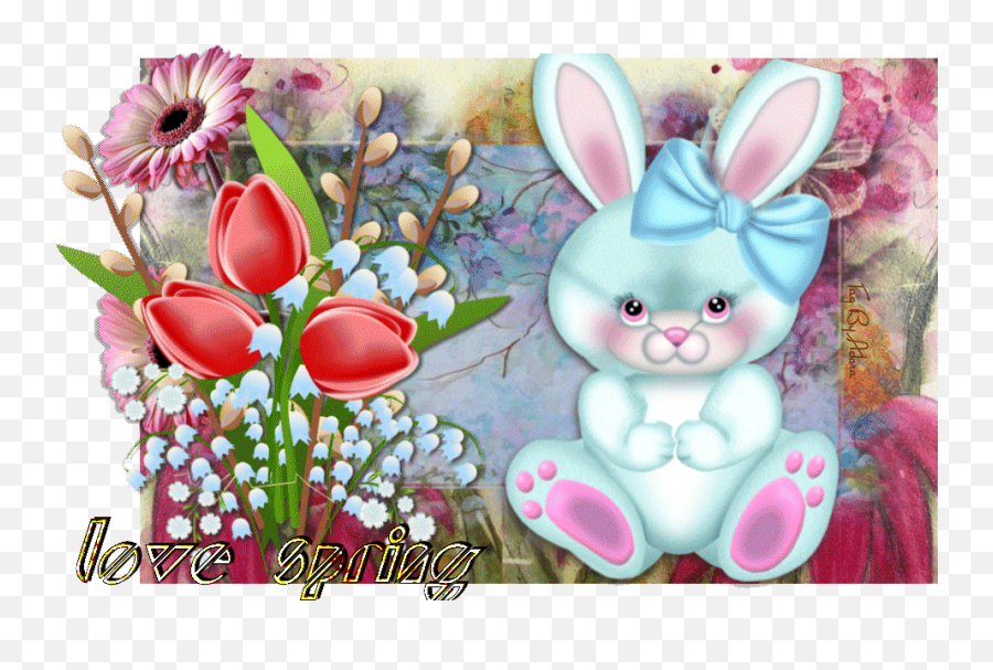 150 Flower Gifs Gif Abyss Page 7 Cartoon Girl With Flowers - Easter Bunny Gif Pink Emoji,Emoji Wallpaper For Bedroom
