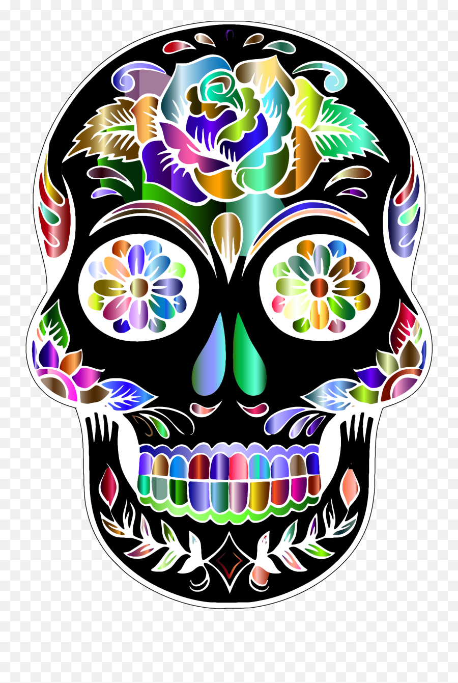 Mq Skulls Skull Flowers Day Of The Sticker By Marras - Transparent Background Sugar Skull Transparent Emoji,Dead Skull Emoji
