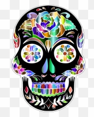 Mq Skulls Skull Flowers Day Of The Sticker By Marras - Transparent Background Sugar Skull Transparent Emoji,Dead Skull Emoji