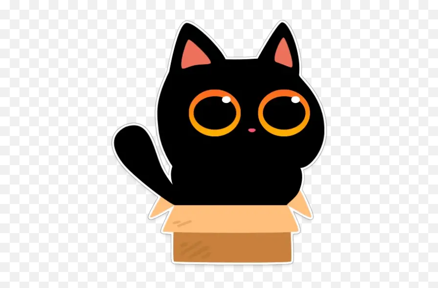 Black Cat - Stickers For Whatsapp Cat Teftel Emoji,Free Emojis Cats