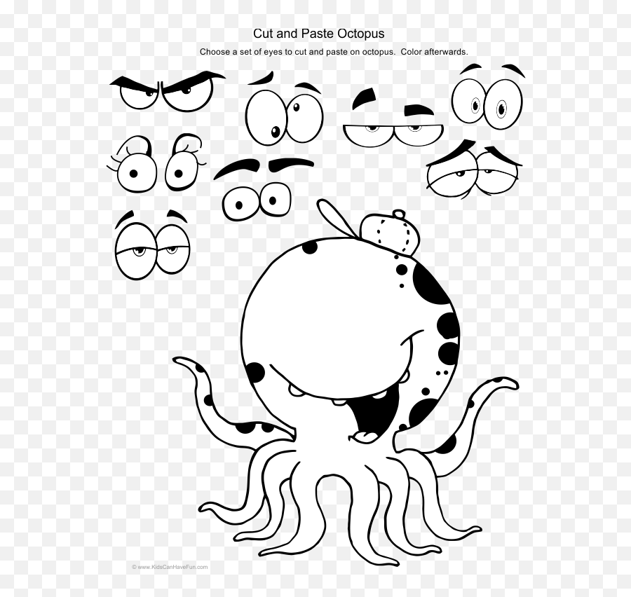 Pin - Cut And Paste Monster Emoji,Octopus Emotions