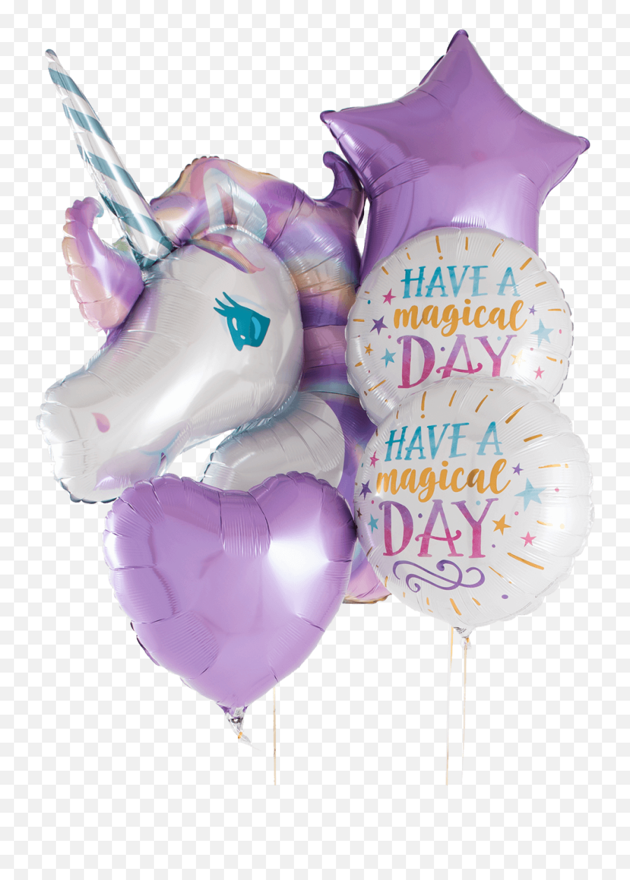 Download Pastel Unicorn Balloon Bunch - Have A Magical Day Emoji,Emoji Birthday Supply
