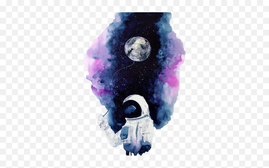 Galaxy Space Astronaut Moon Tumblr Sticker By Sophie - Astronaut On Moon Art Png Emoji,Galaxy Emoji Tumblr