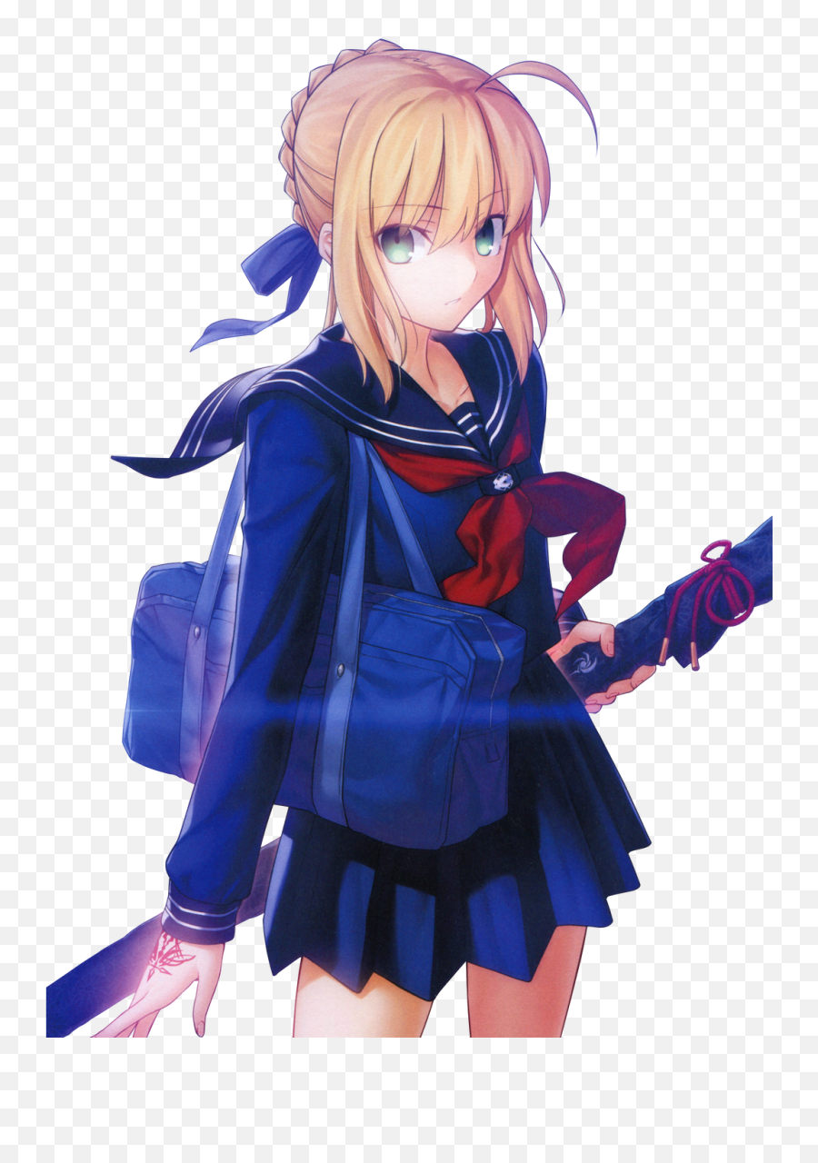 Most Attractive Anime Character You Ever Seen 140 - Saber Fate Stay Night School Uniform Emoji,Kawai Emoticon Blushing