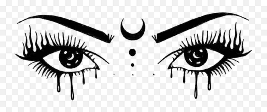Eyes Eyelashes Sticker - Eyes Aesthetic Drawing Tattoo Emoji,Sweet Emoji With Eyelashes Black And White