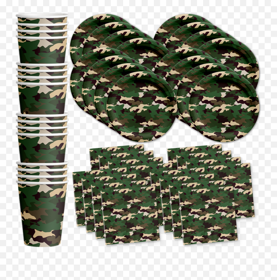 Classic Camo Birthday Party Tableware Kit For 16 Guests Classic Camo Birthday Party Tableware Kit For 16 Guests - Combat Uniform Emoji,Camo Emoji