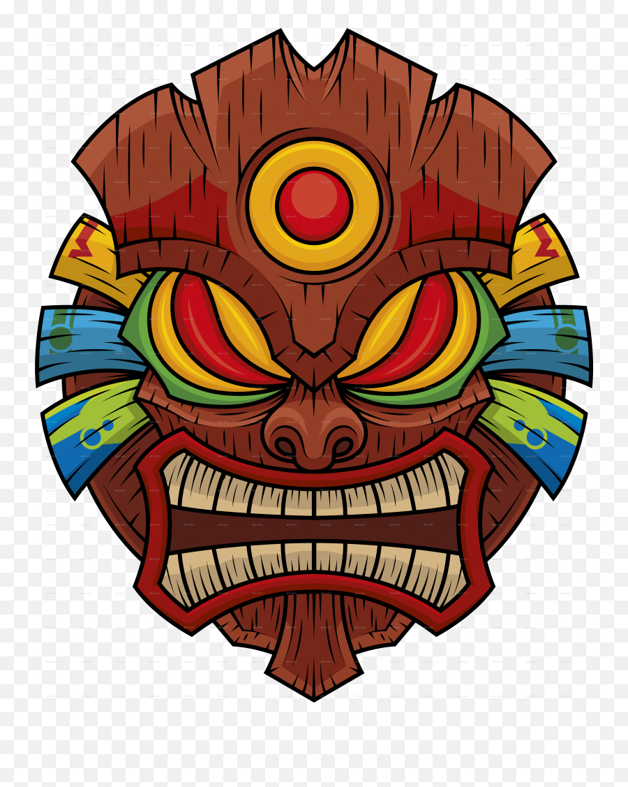 Tiki Design - Happy Emoji,Tiki Head Emoji