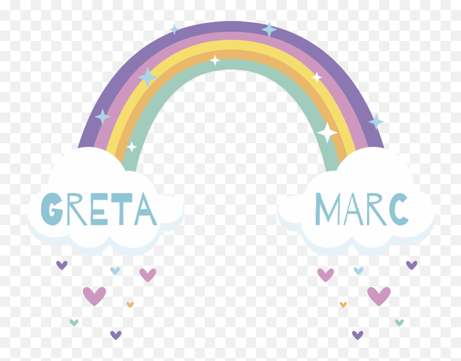 Rainbow With Two Personalized Names Wall Art - Girly Emoji,Baby Names Emoji