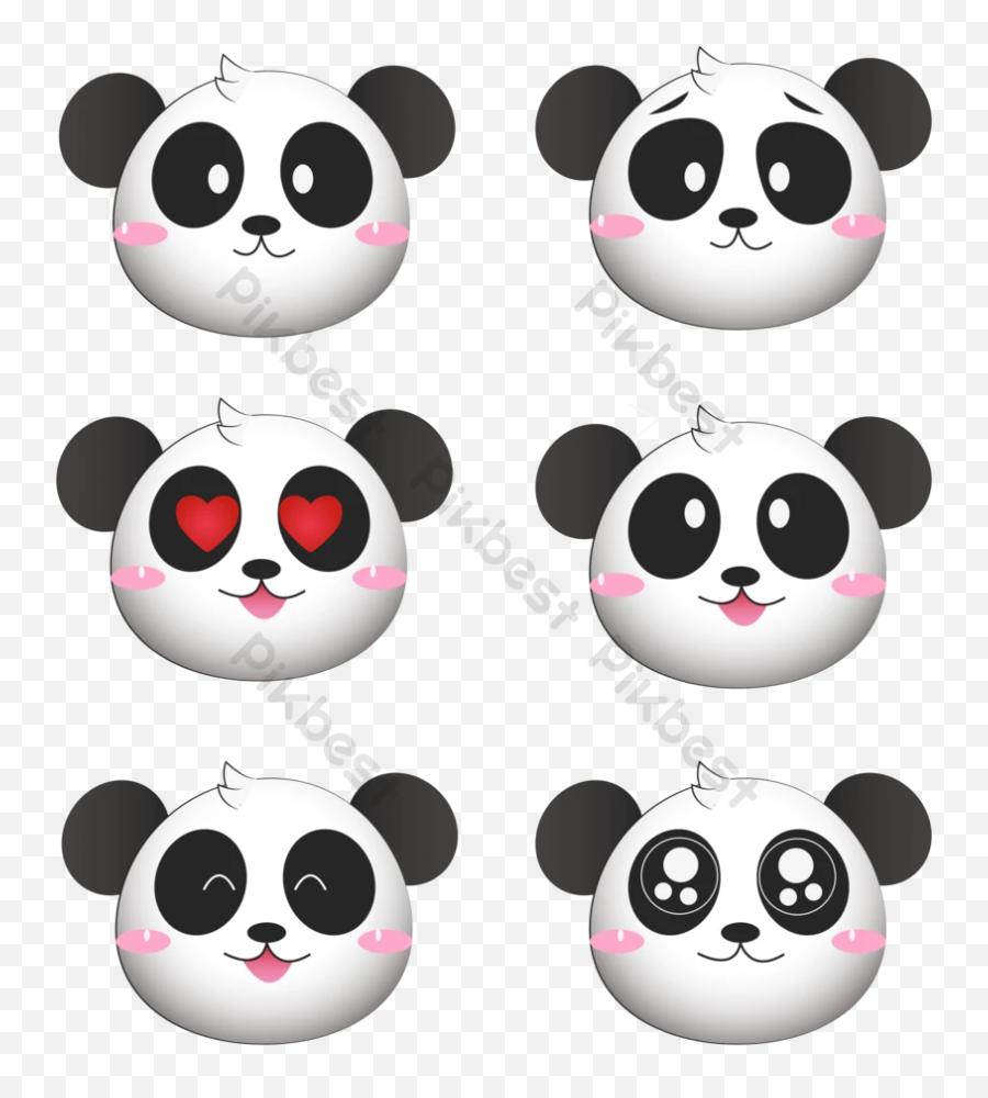 Vector Cartoon Panda Element Decorative Emoji Pack Pattern - Dot,Pink Cake Emojis