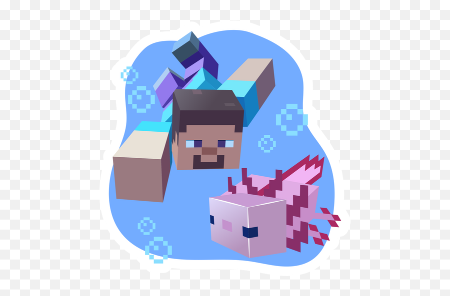 Minecraft Steve And Axolotl Sticker - Sticker Mania Minecraft Axolotl Emoji,Mine Turtle Text Emoticon