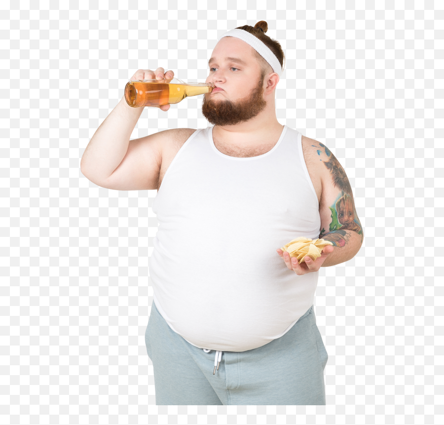 Foto De Un Hombre Gordo En Ropa Deportiva Bebiendo Cerveza Y Emoji,Emojis De Papas Fritas