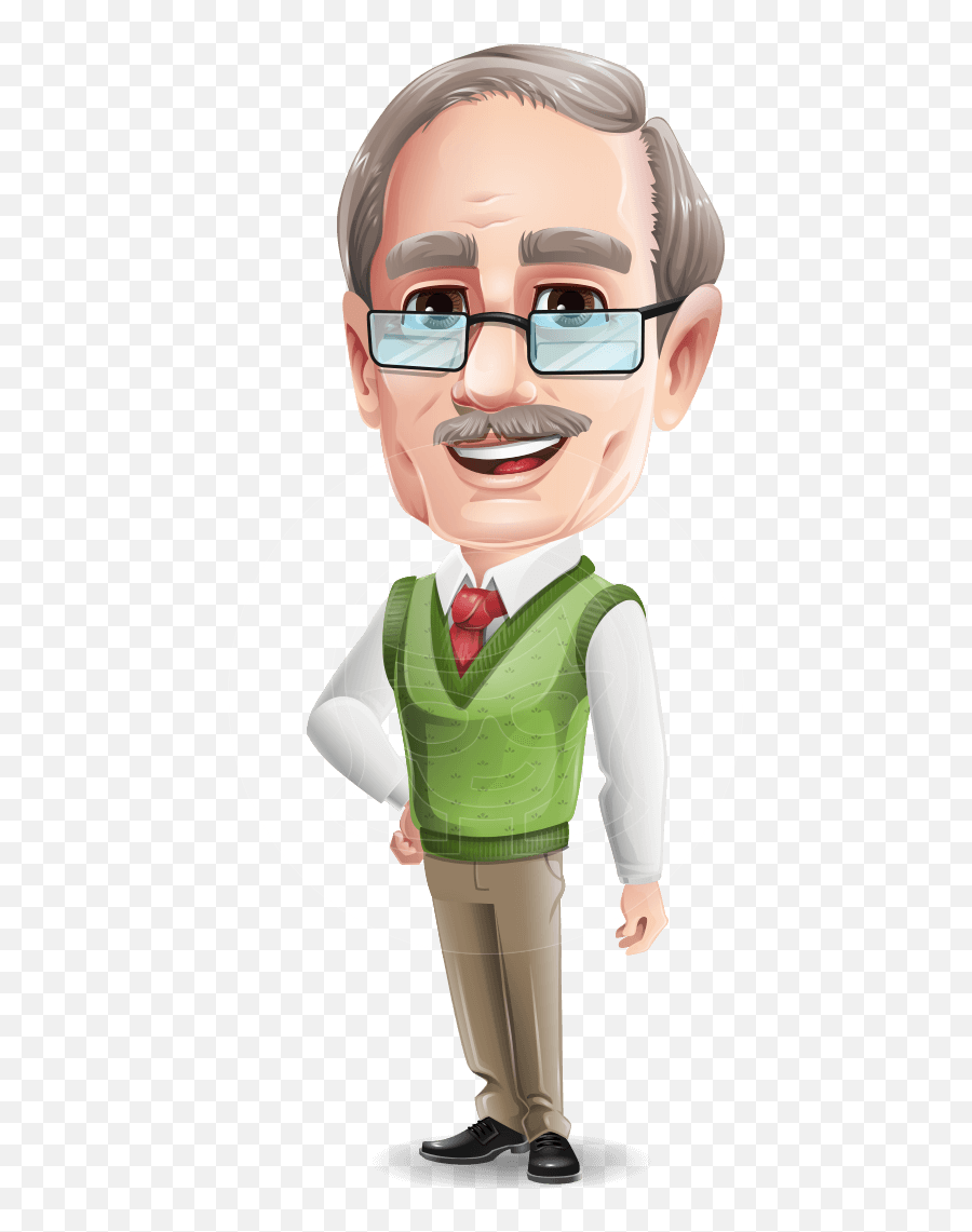 Elderly Teacher With Moustache Cartoon Character Vector Cartoon Character Graphicmama Emoji,How To Draw Different Character Poses And Emotions For Animation