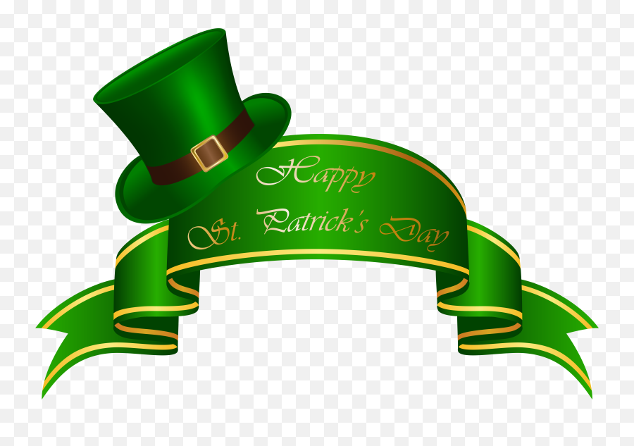 St Patricks Day Banner And Hat Transparent Clip Art Image - St Day Printable Decorations Emoji,St Patrick's Day Emoji