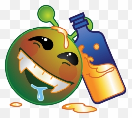 Smiley Green Alien Drunk Happy Clipart - Smiley Green Alien Png Emoji,Drunk Emoji Png