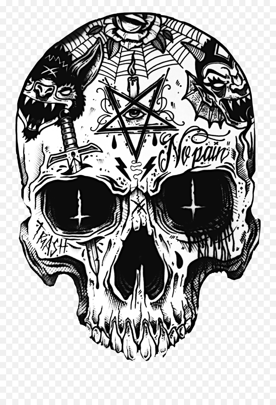 The Most Edited Pentagrama Picsart - Skull With Pentagram Tattoo Emoji,Emoji Pentagrama