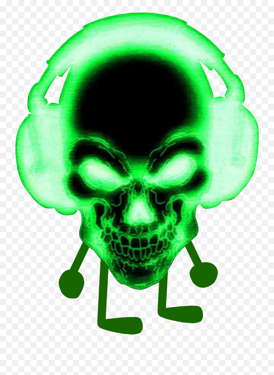 Green Skull With Headphones Clipart - Green Skull With Headphones Emoji,Skull Trooper Emoji