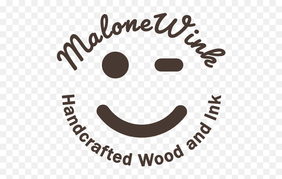 Malonewink - Handcrafted Wood And Ink Happy Emoji,Welcome Home Emoticon