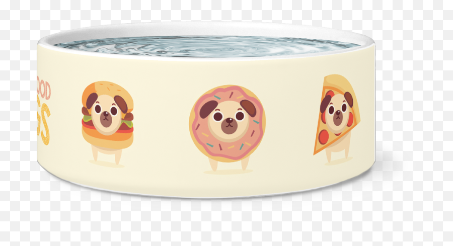 Junk Food Pugs Dog Bowl - Kiwilou Happy Emoji,Emoticon With Bowl Images