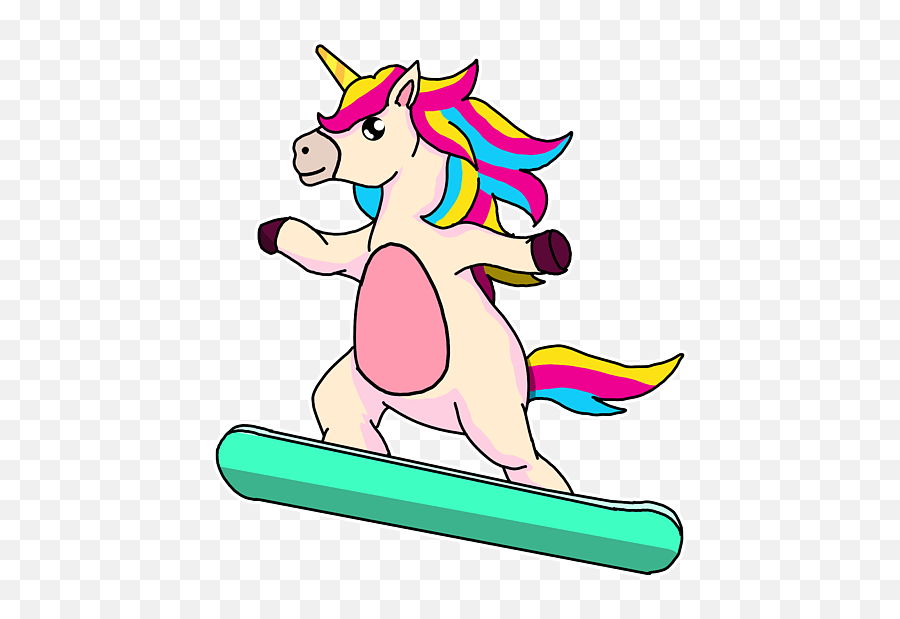 Funny Snowboarding Unicorn Snowboard - Snowboard Funny Emoji,Facebook Emojis With Effects Snowboard